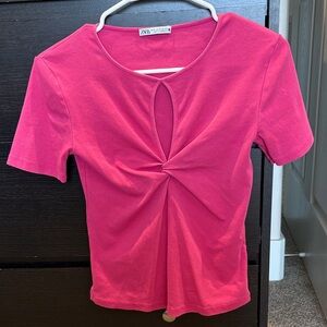 Zara Fuchsia Twist Detail Top